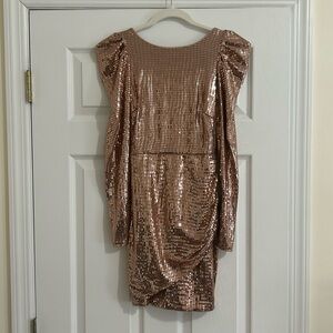 AQUA Puff Shoulder Ruched Mini Dress